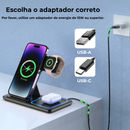 Carregador Inteligente Sem Fio 3 em 1