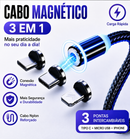 Cabo Magnético Ultra Resistente 3 em 1